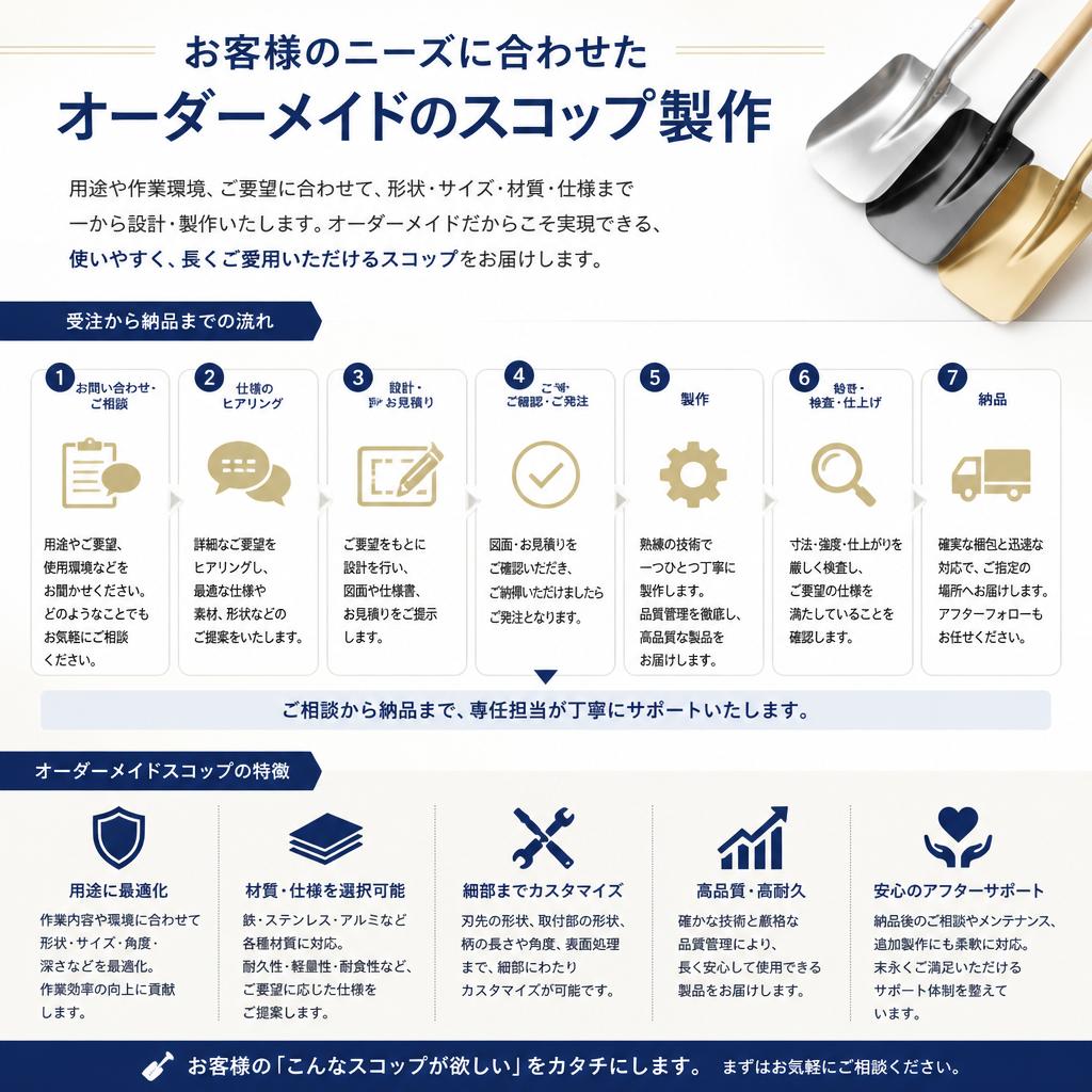 オーダーメイド対応のスコップ
