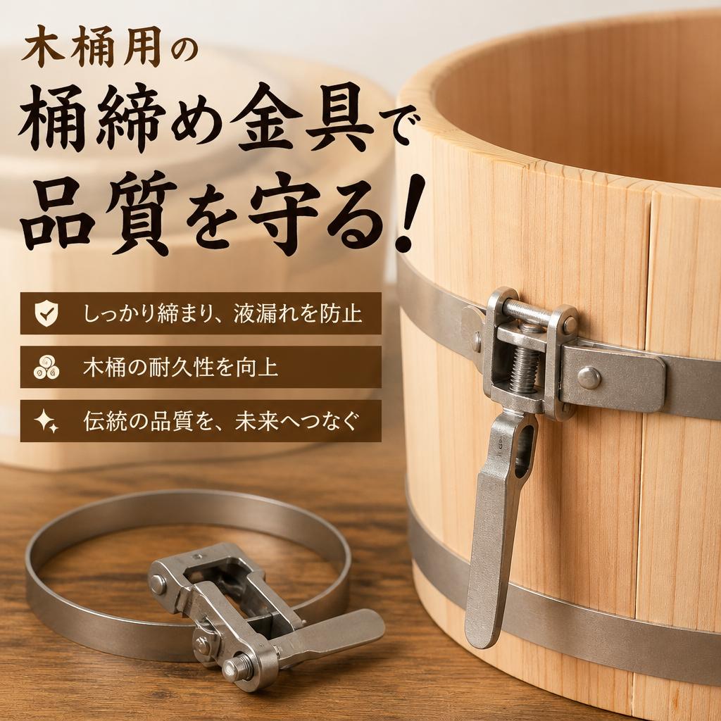 木桶用の桶締め金具で品質を守る！