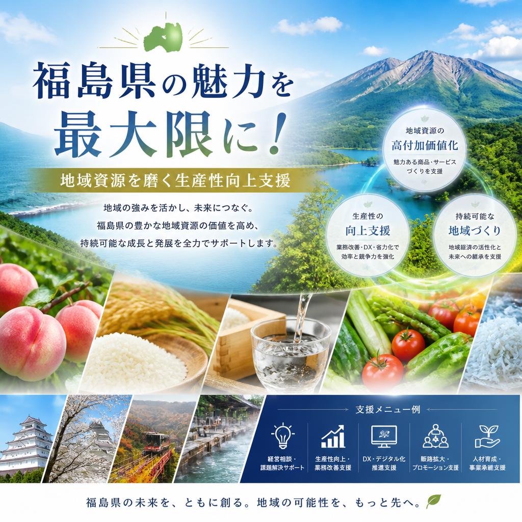 福島県の魅力を最大限に！地域資源を磨く生産性向上支援