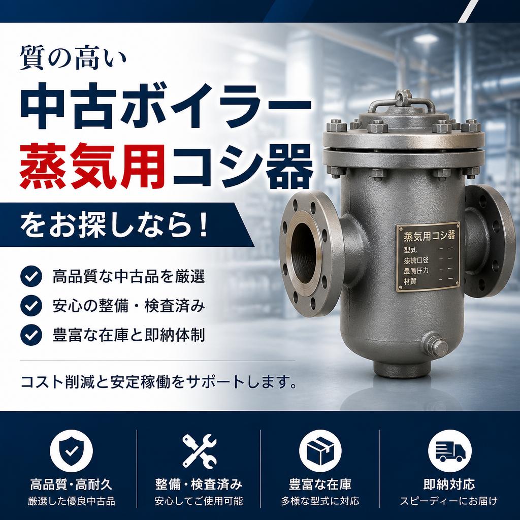 質の高い中古ボイラー蒸気用コシ器をお探しなら！