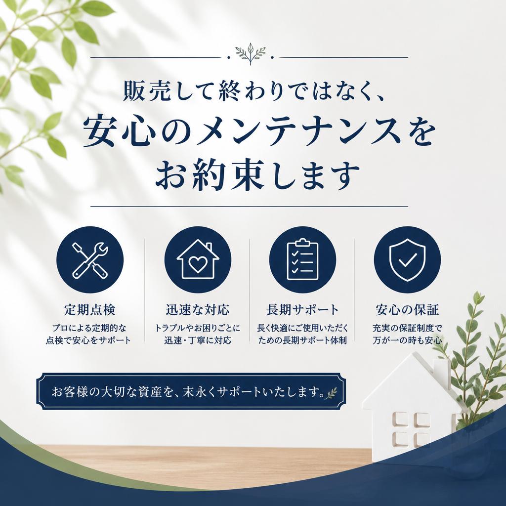 販売して終わりではなく、安心のメンテナンスをお約束します